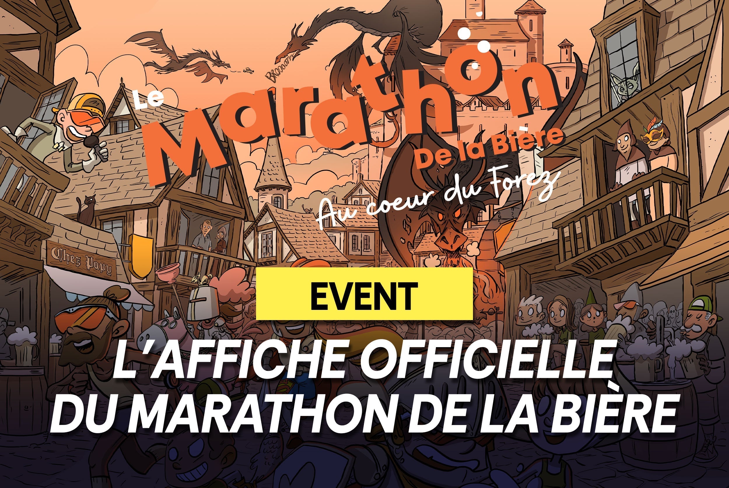L’affiche du Marathon de la Bière 2026 : dragons, bière et course à pied au cœur du Forez