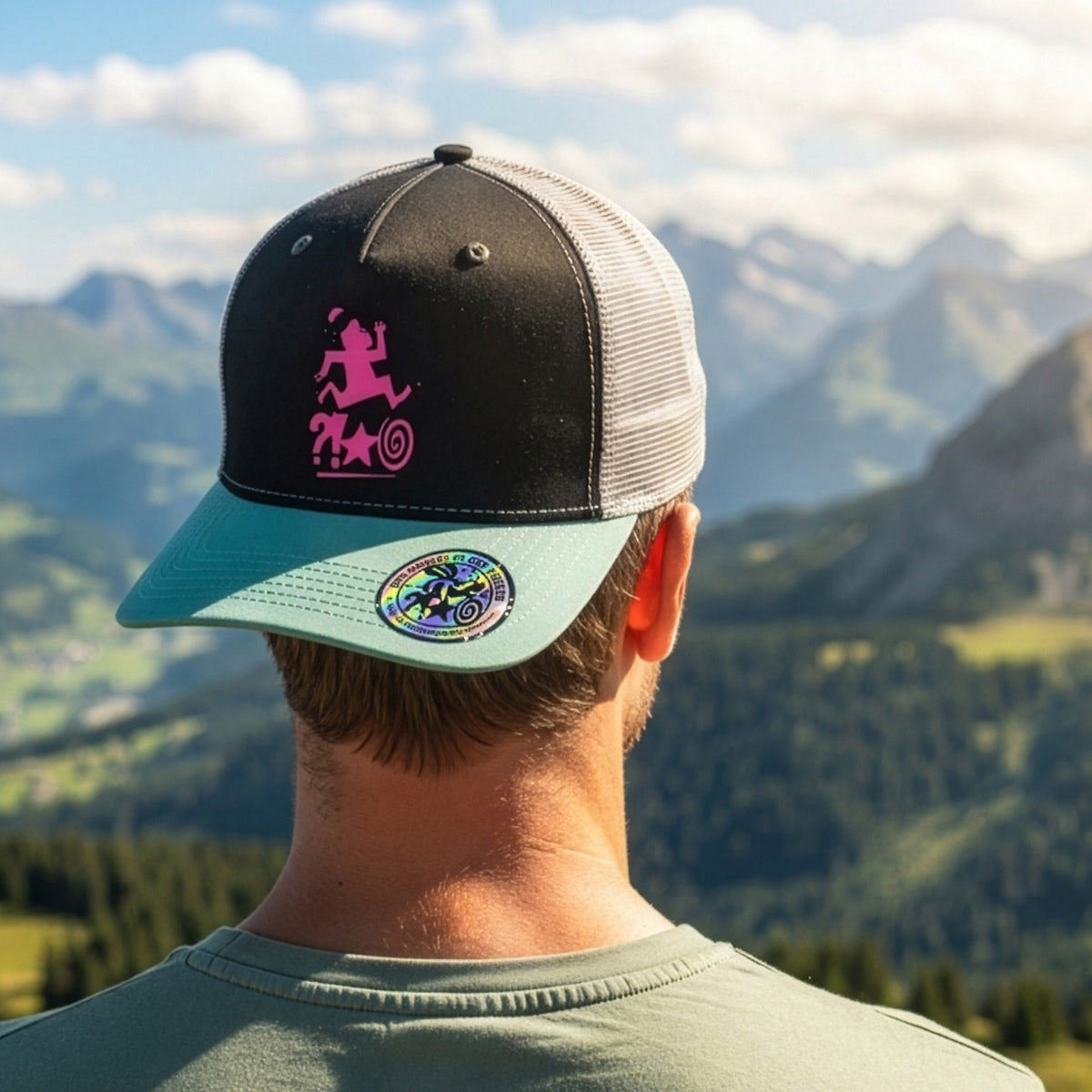 Casquette trucker trail DBDB 2026 City vs Mountain noire et menthe