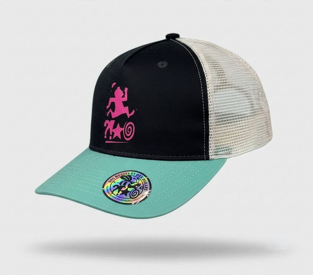 Casquette trucker trail DBDB 2026 City vs Mountain noire et menthe