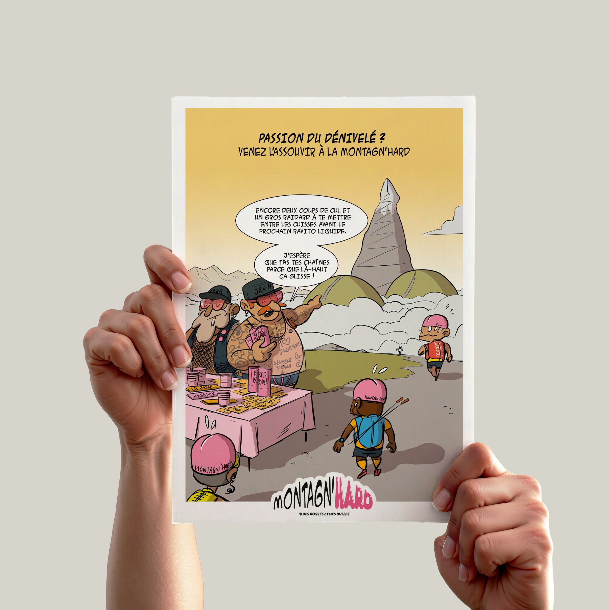 Illustration Trail Running Montagn'Hard® – Le ravito | Des Bosses et Des Bulles®
