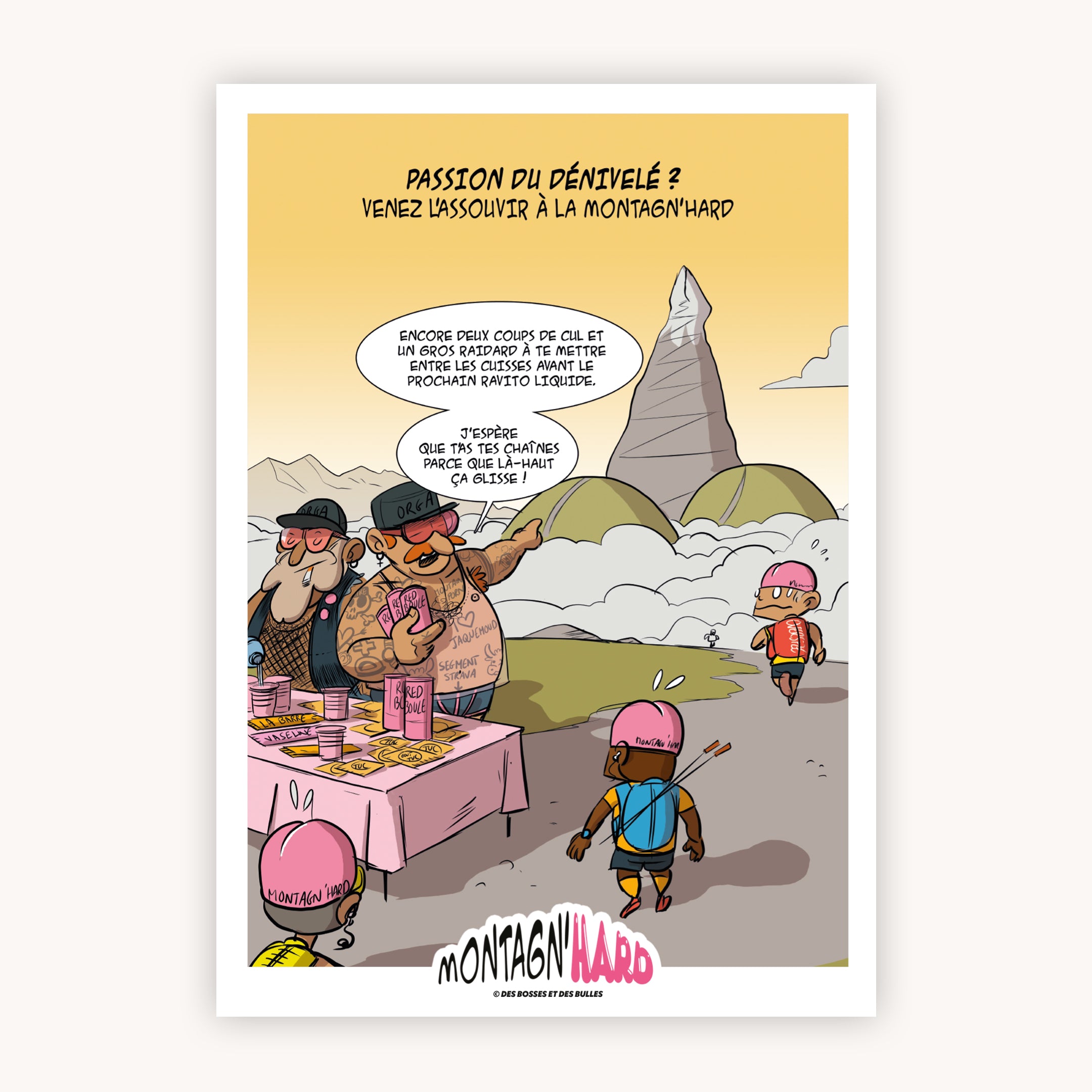 Illustration Trail Running Montagn'Hard® – Le ravito | Des Bosses et Des Bulles®