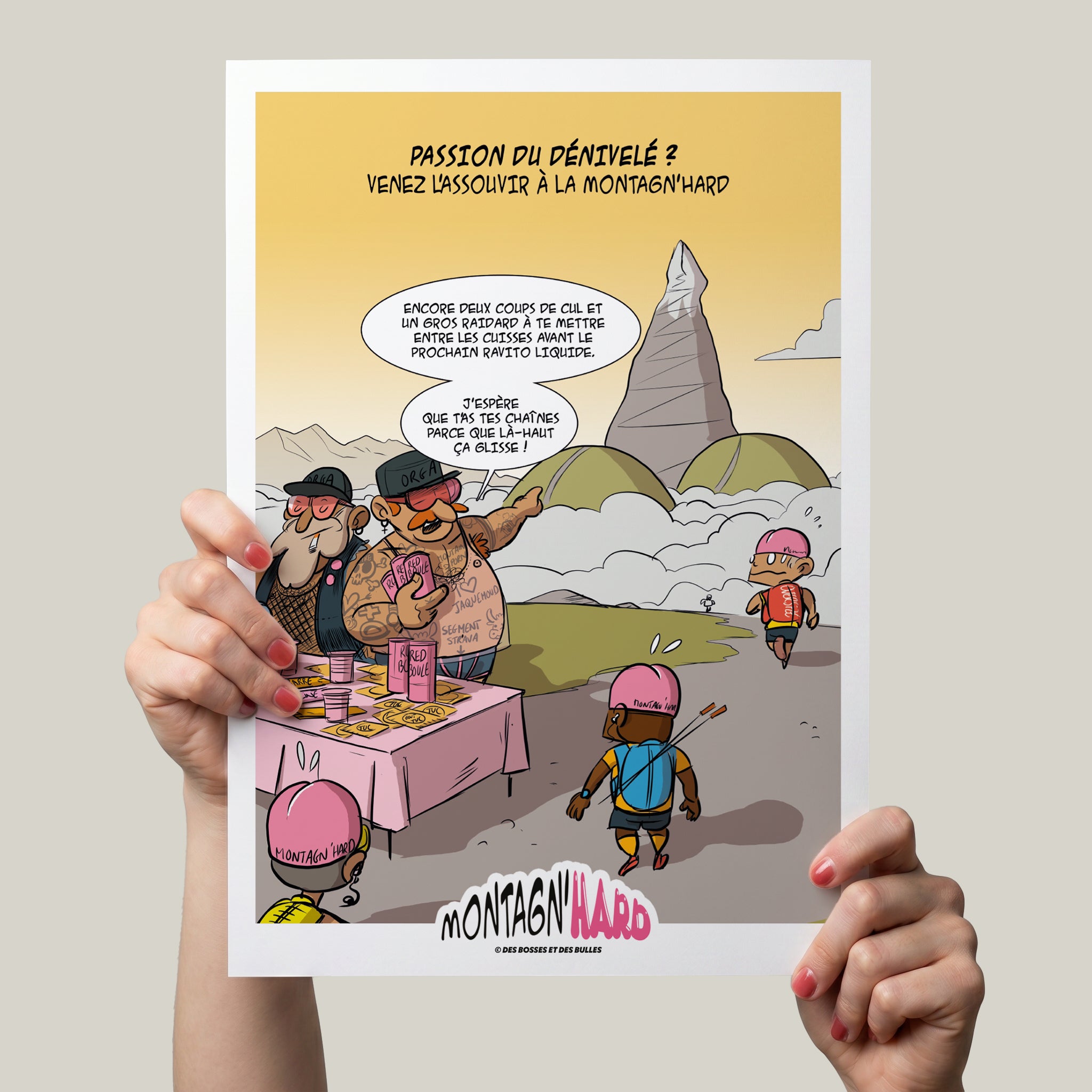 Illustration Trail Running Montagn'Hard® – Le ravito | Des Bosses et Des Bulles®